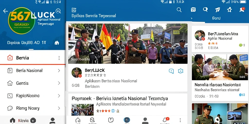 Tampilan antarmuka aplikasi 567LUCK untuk berita nasional.