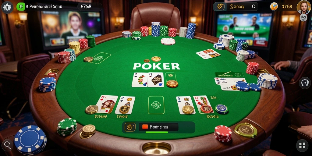 Antarmuka permainan Poker yang menarik dan interaktif di 8768.