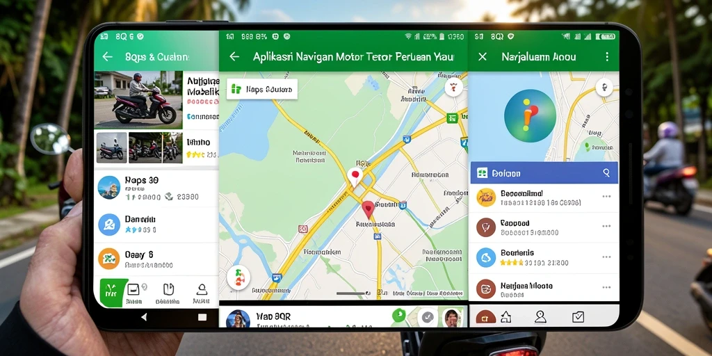 Antarmuka 8QR dengan fitur Navigasi Motor yang lengkap dan informatif.