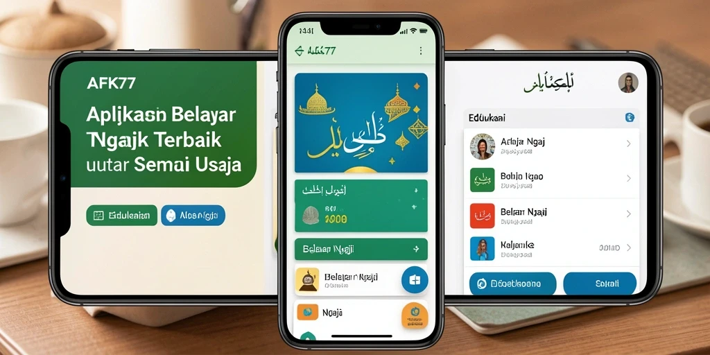 Antarmuka aplikasi AFK77 untuk belajar ngaji yang interaktif dan menyenangkan.