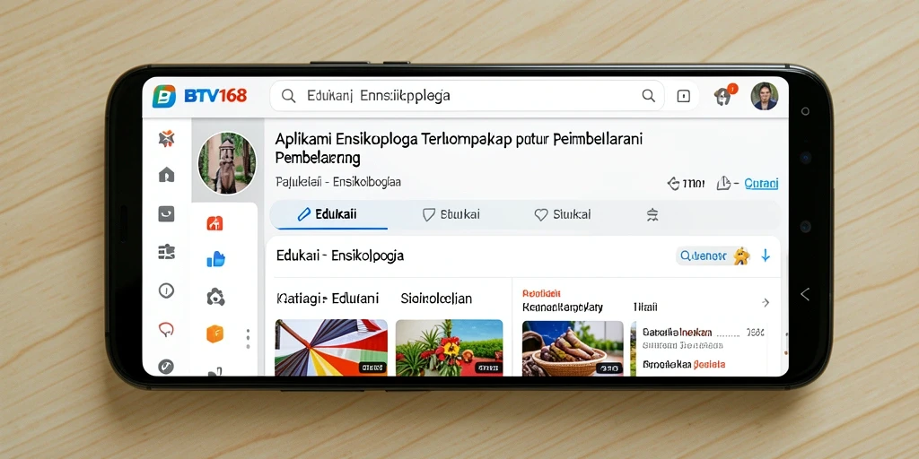 Antarmuka aplikasi BTV168 dengan tampilan informasi Ensiklopedia.