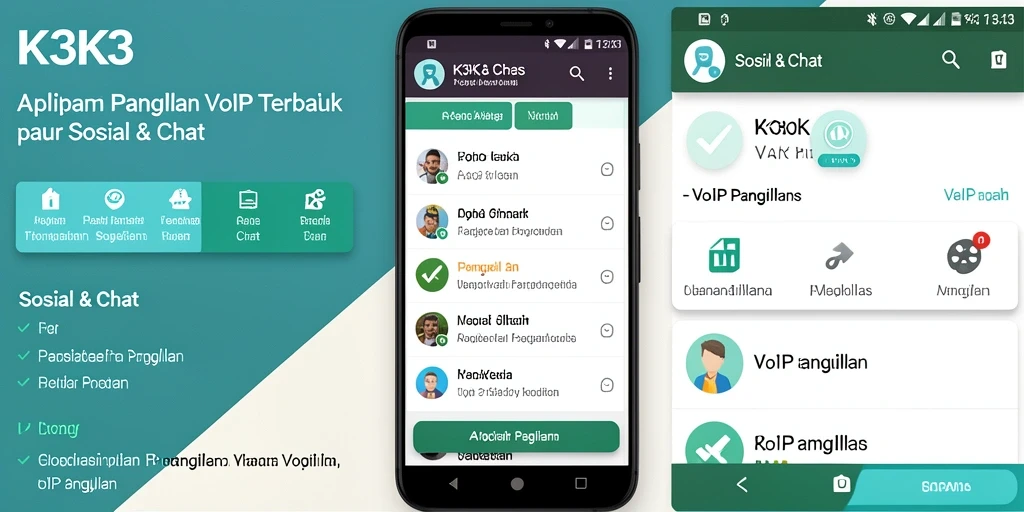 Antarmuka K3K3 dengan fitur panggilan VoIP yang intuitif.