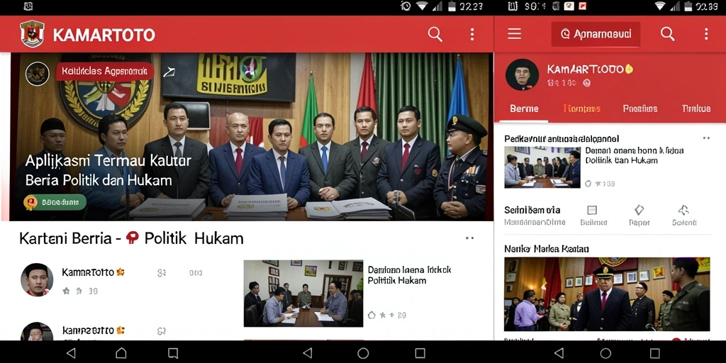 Tampilan antarmuka KAMARTOTO menampilkan berita politik dan hukum terkini.